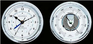 Chrome tide clock barometer wall unit